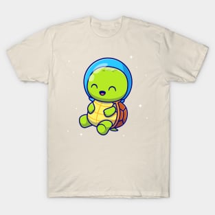 Cute Turtle Astronaut Cartoon T-Shirt